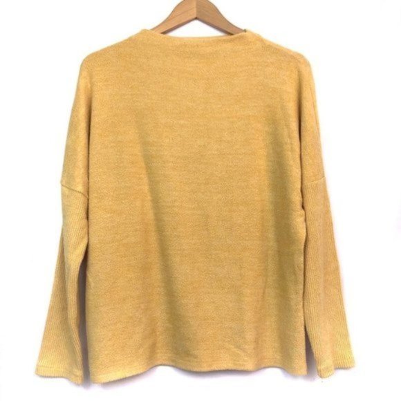 H&M Sweaters - H&M Yellow Drop Sleeve Fuzzy Crewneck Sweater Top